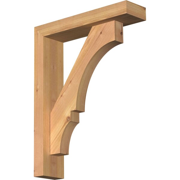 Ekena Millwork Balboa Block Smooth Bracket w/ Offset Brace, Western Red Cedar, 3 1/2"W x 14"D x 18"H BKT0402X14X18BOA05SWR - main